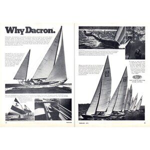 1971 Du Pont Dacron Sail Fabric 2 Page Vintage Print Ad Sailing Yacht Wall Art